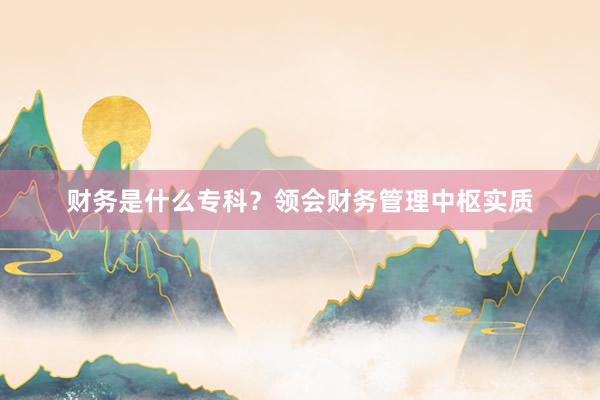 财务是什么专科?领会财务管理中枢实质